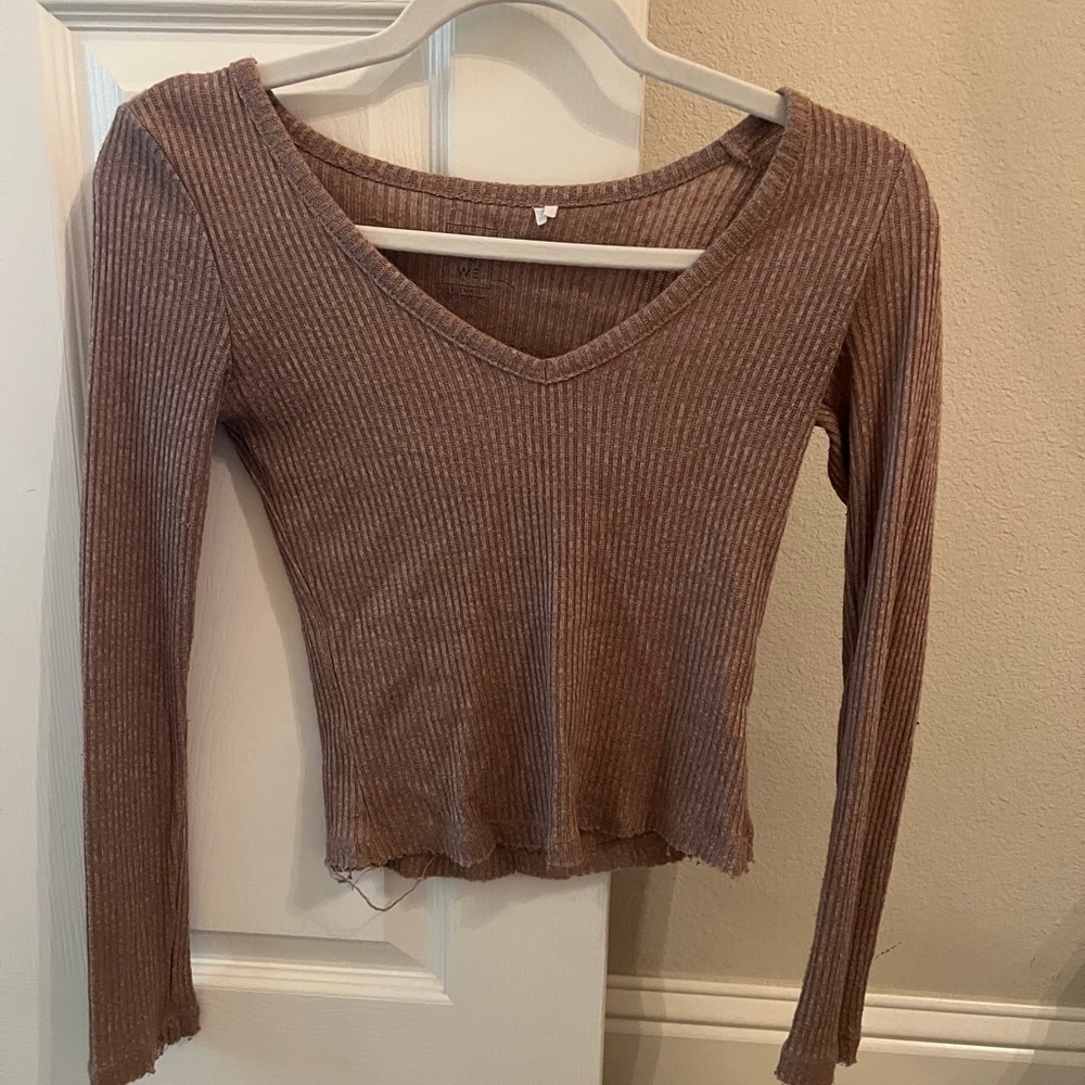 Pacsun MetoWe Brown Long Sleeve Shirt, Size x-small
